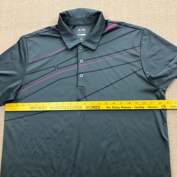 Adidas Polo Shirt Mens Large Gray Puremotion Cool Max Performance Stretch Golf - Picture 5 of 14